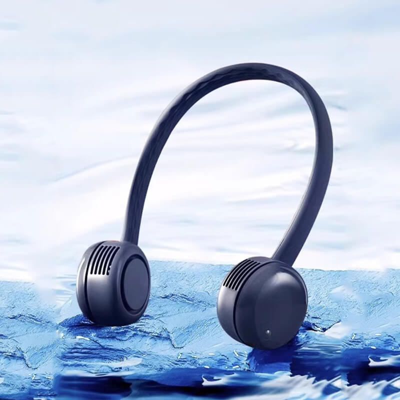 Mobie Portable Bladeless Stylish Neck Fan with Silicone Tube Blue