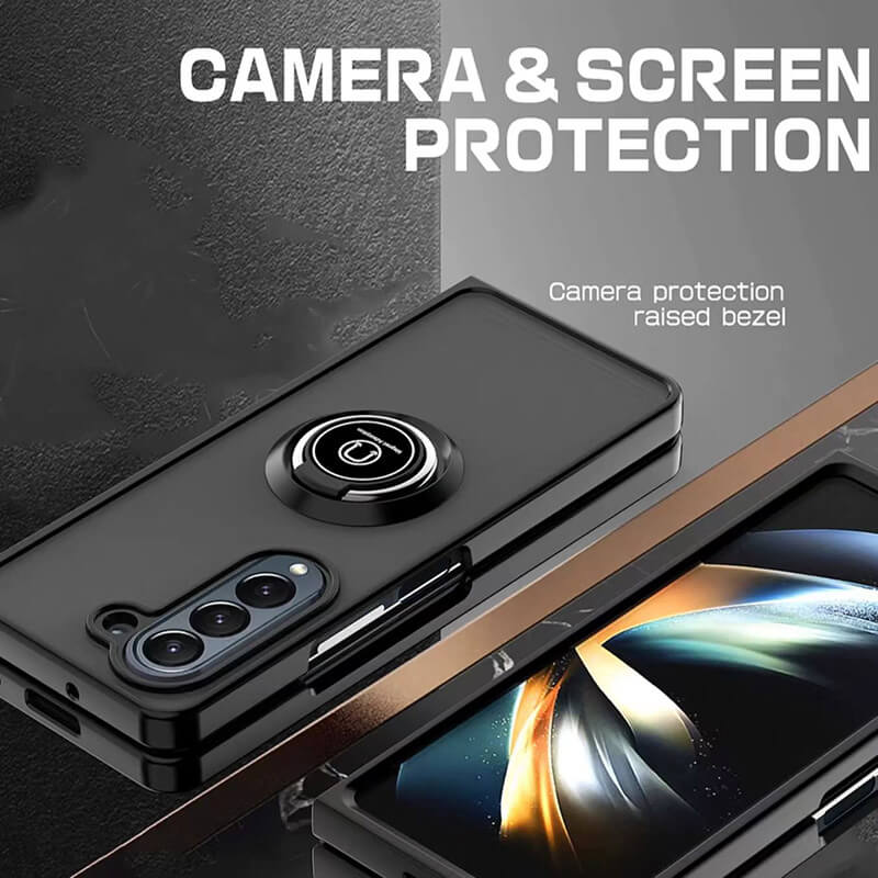 Samsung Galaxy Z Fold 7 2025 360° Rotating Ring Stand TPU PC Case