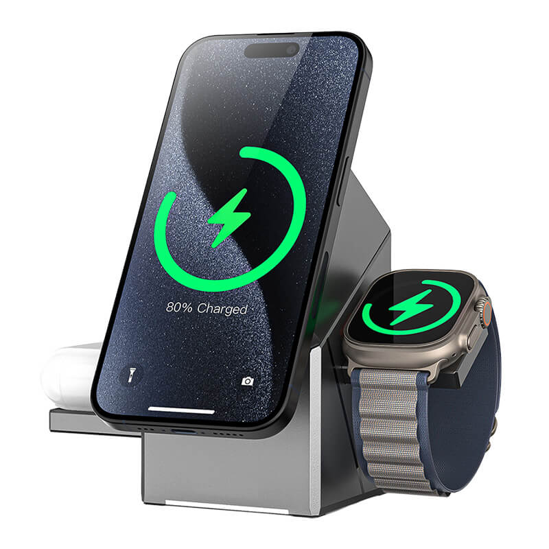 Proove 3-in-1 Automatic Rotating 15W Fast Wireless Charging Station Qi2