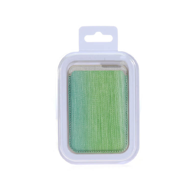 Mobie Premium Woven Design PU Leather Magnetic Card Bag Holder Green