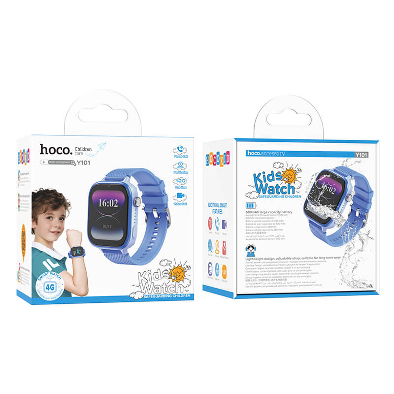 hoco. Kids Smart Watch 4G GPS Tracker with Camera Blue Waterproof