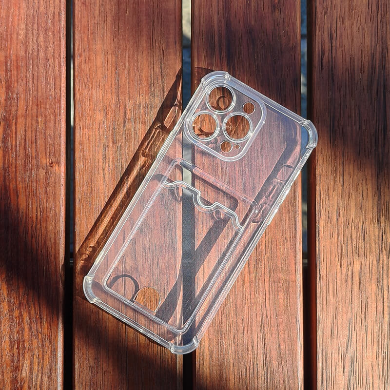 iPhone 14 Pro Minimalist Wallet Phone Case with Card Holder Clear