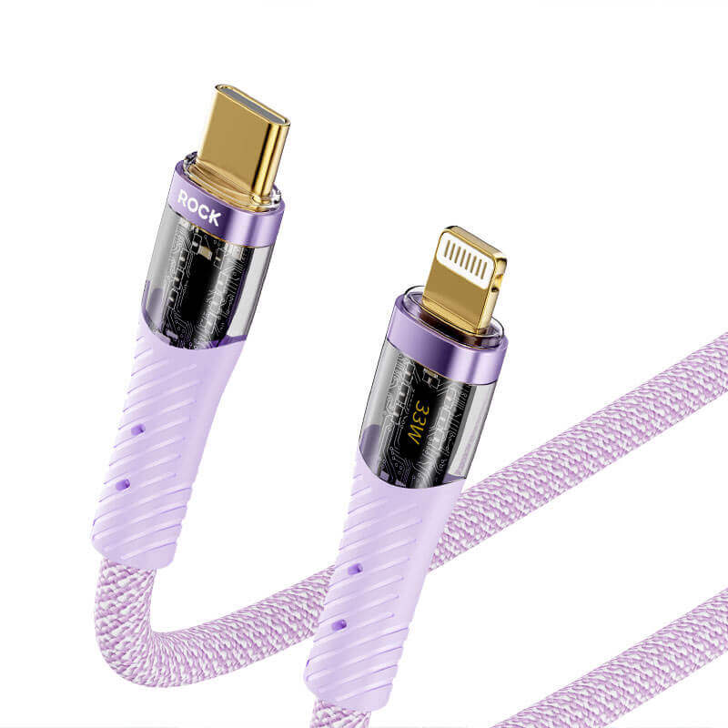 Rock Transparency Type C to Lightning Fast Charge Data Cable PD 33W 1.2m Z21 Black