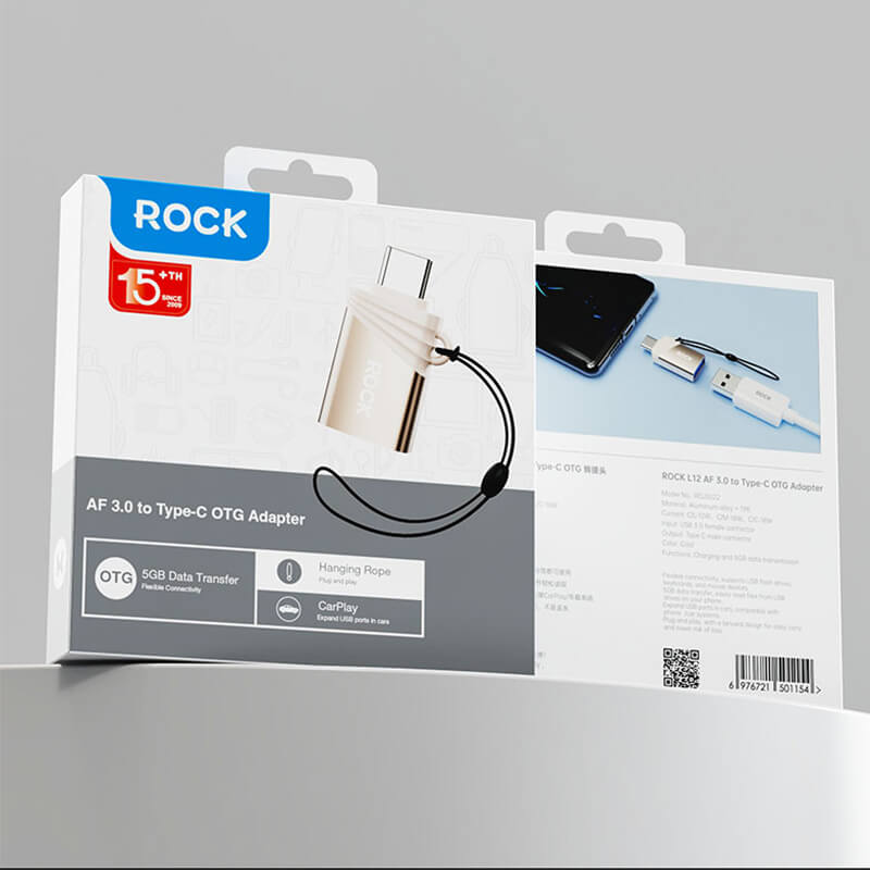 Rock USB to Type-C Male OTG Adapter with Lanyard