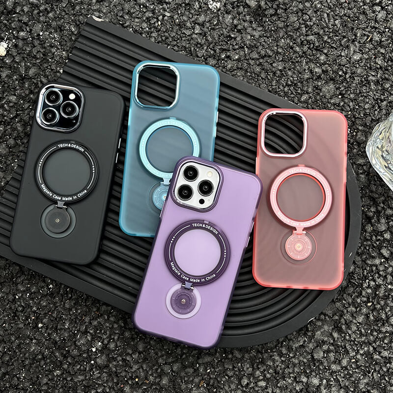 Suitable for iPhone Ring Holder Series Frosted Translucent Phone Case with 360 Magsafe