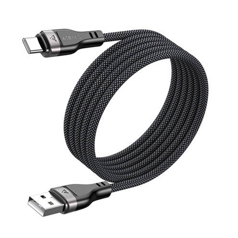 Acefast Magnetic Braided 3A Fast Charging USB-A to Type-C Data Cable 1.2m Black