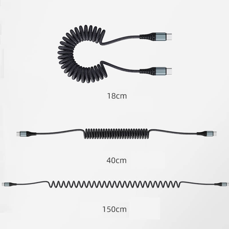 Rock Type-C to Type-C Spring Design Braided Fast Charging Cable 150cm PD 60W