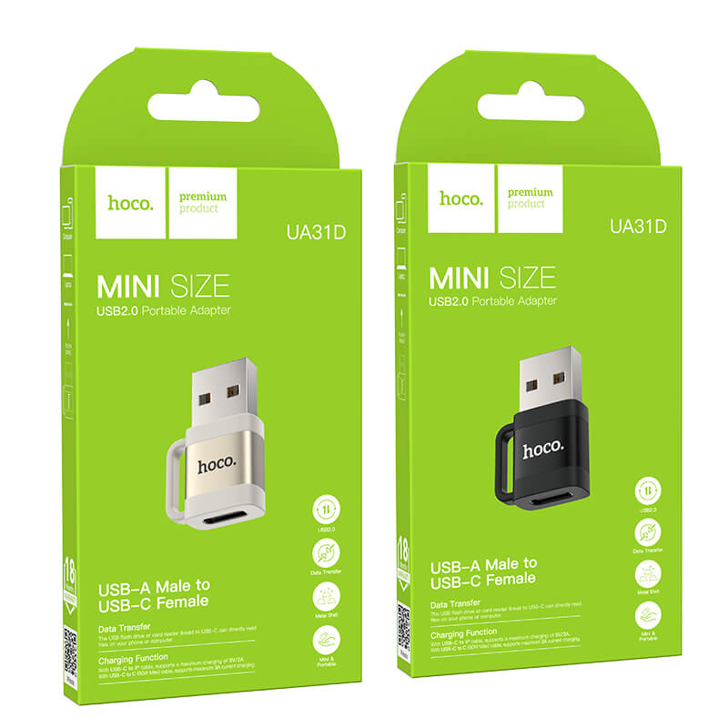 hoco USB-A to USB Type-C Universal Compatibility Data & Charging Adapter UA31D