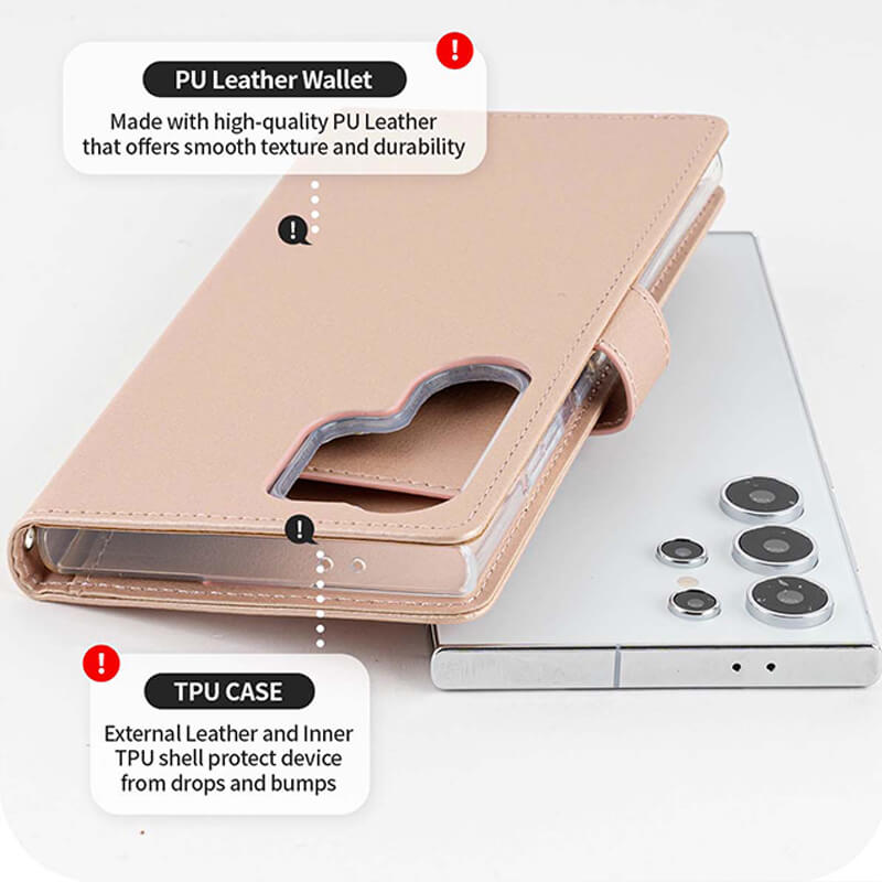 iPhone 16 Pro Mercury Goospery Leather Rich Diary Wallet Flip Case Rose Gold