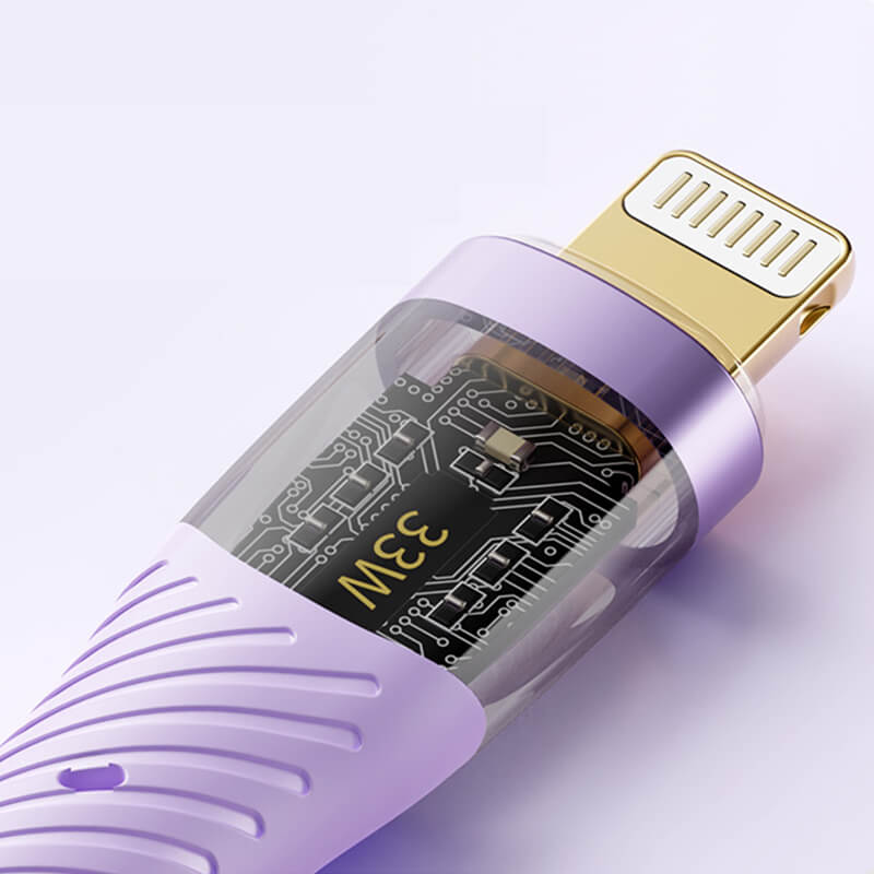 Rock Transparency Type C to Lightning Fast Charge Data Cable PD 33W 1.2m Z21 Purple