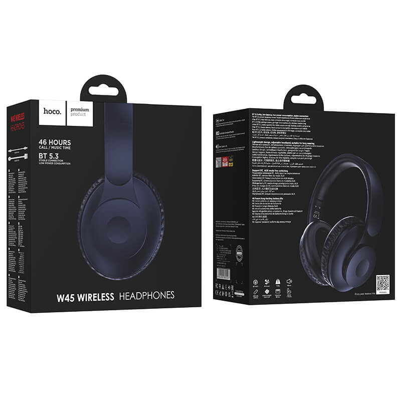 hoco 46 Hours Playback Lightweight Bluetooth 5.3 Wireless Foldable Headset W45