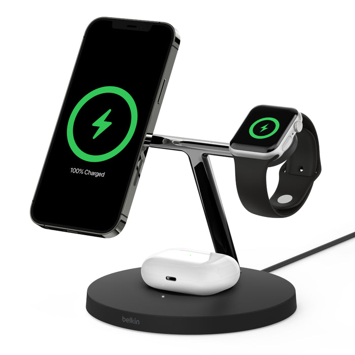 Belkin BoostCharge Pro 15W 3-in-1 Wireless Charger with MagSafe Black