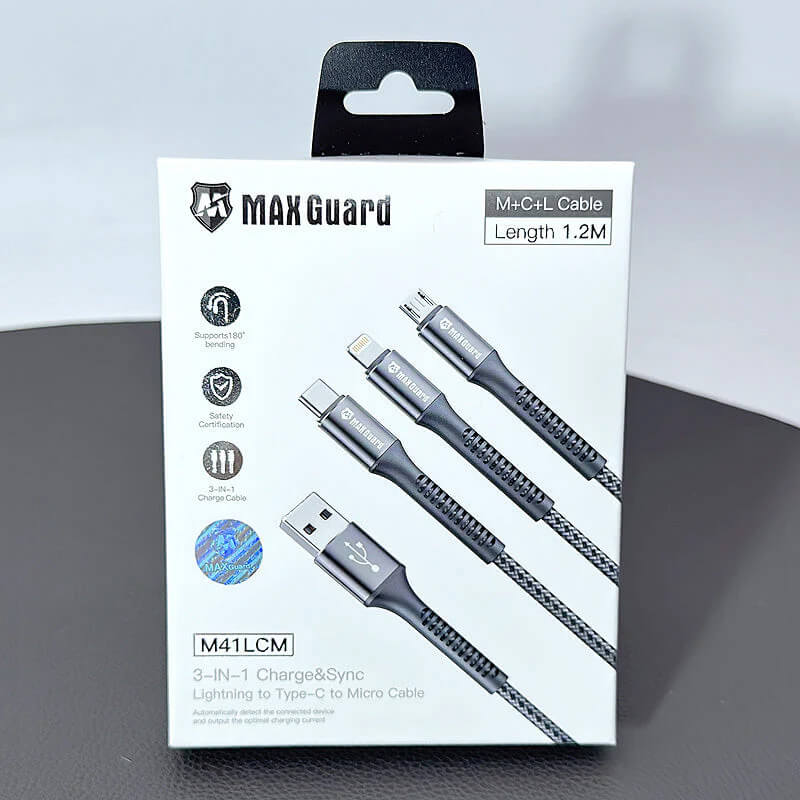Mobie 3-in-1 USB to Type-C Lighting Micro Charging Data Cable 1.2m