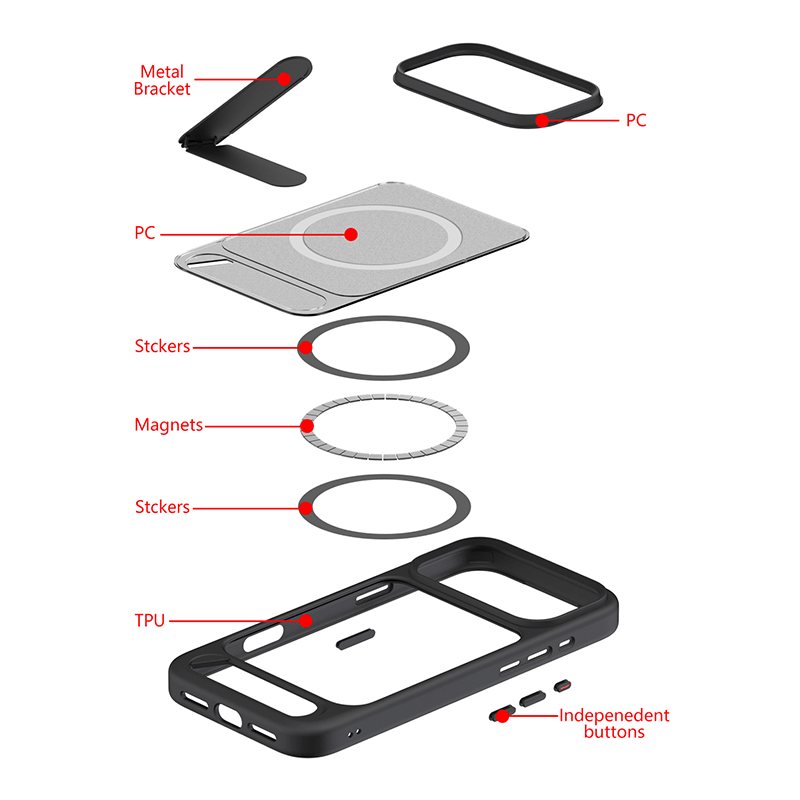 iPhone 17 Air Elvis Series All Around Protection Magsafe Phone Case with Invisible Stand Black