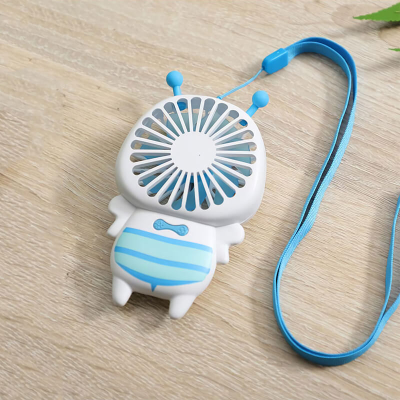 Mobie Portable Handheld Bee Mini Fan with Night Ligh & Lanyard Pink