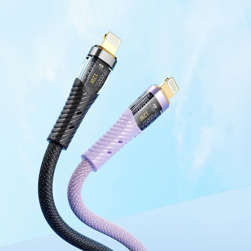 Rock Transparency USB to Lightning Fast Charge Data Cable 12W 1.2m Z21 Purple
