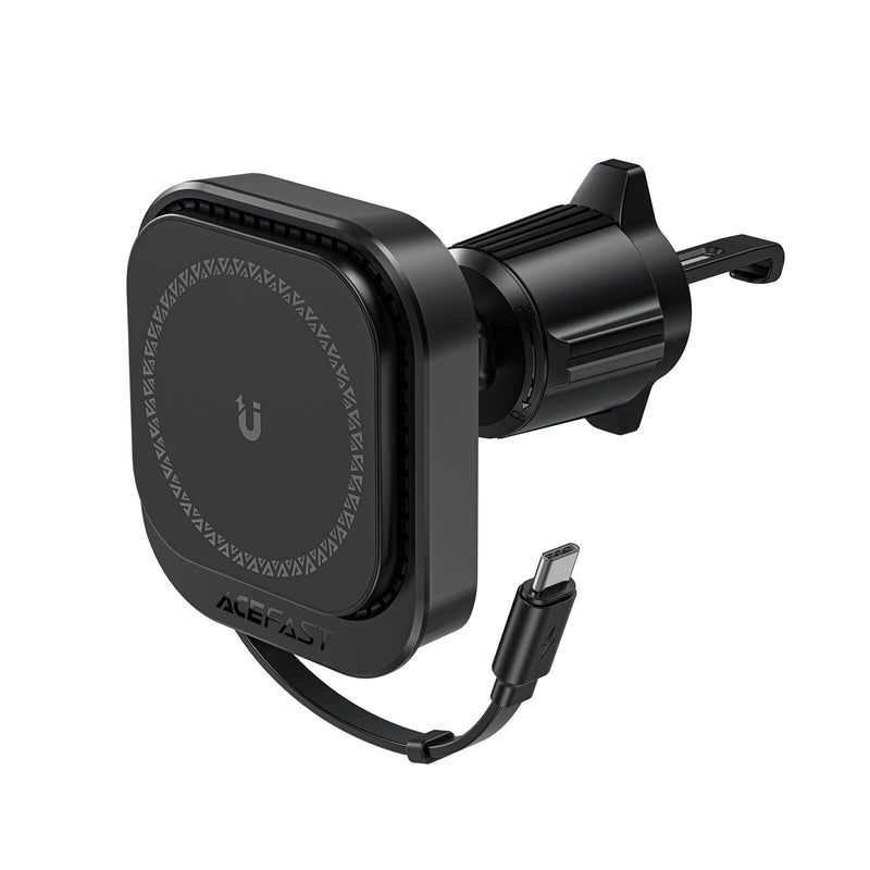 Acefast Magnetic 15W Wireless Car Charging Holder With Retractable Type-C Cable D32 Black