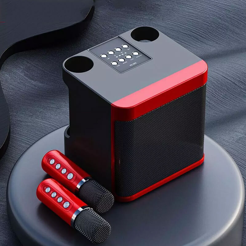 Mobie Portable Karaoke Bluetooth Speaker With 2 Wireless Microphone Red