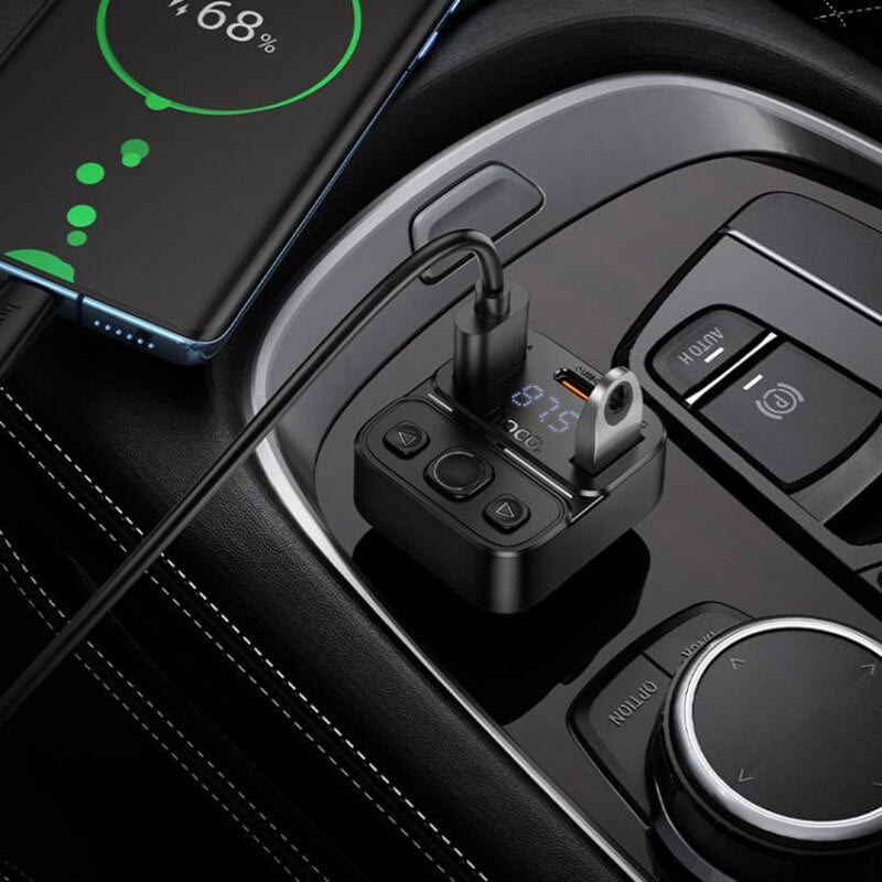 Hoco 35W Dual Port Fast Car Charger with Bluetooth FM Transmitter E87