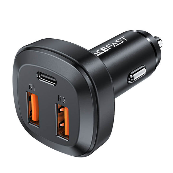 Acefast Multi-Port Fast Car Charger Type-C & USB-A 65W  (30W+35W) Black