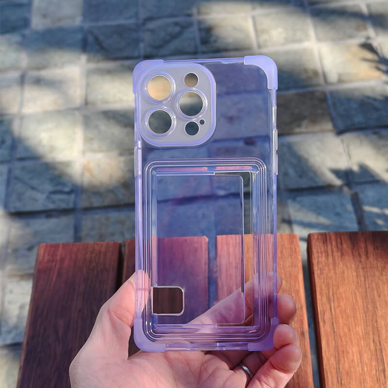 iPhone 15 Anti Drop Phone Case with Card Pocket Purple