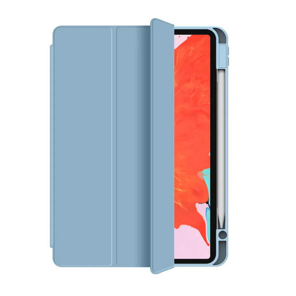 Skin Feeling Protective Tablet Case with Charging Pen Slot Blue