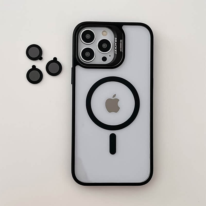 iPhone 13 Lens Stand & Camera Lens Protector transparency MagSafe Phone Case Black