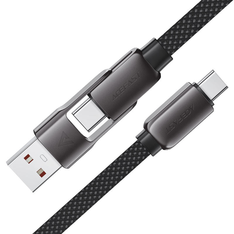 Acefast 2-in-1 USB-A & Type-C to Type-C Braid Fast Charging Cable 60W 1.2m Black