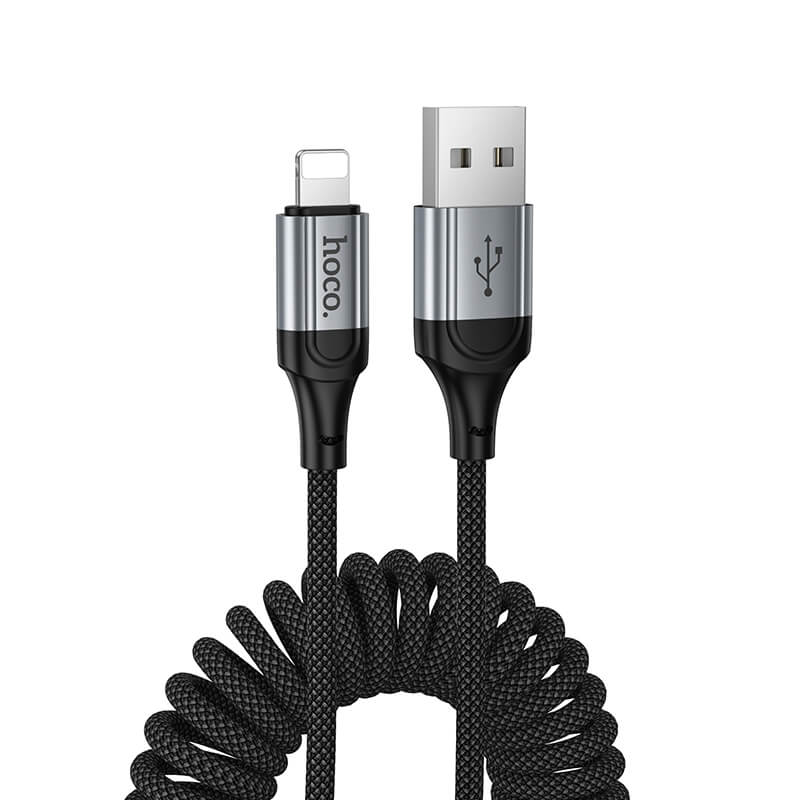 Hoco USB-A to Lightning Spring Coiled Charging Data Cable 1.5m X121