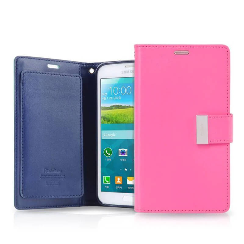 Samsung Galaxy S24 Ultra Mercury Goospery Leather Rich Diary Wallet Flip Case Rose Gold