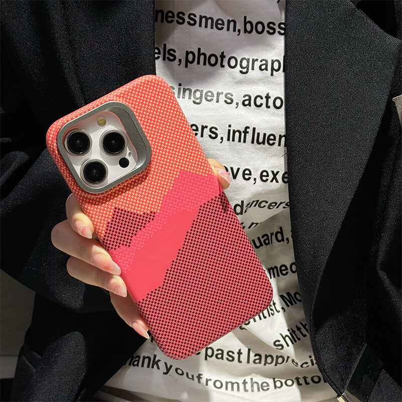 iPhone 13 Mountain River Series MagSafe Phone Case With Lens Stand Orange