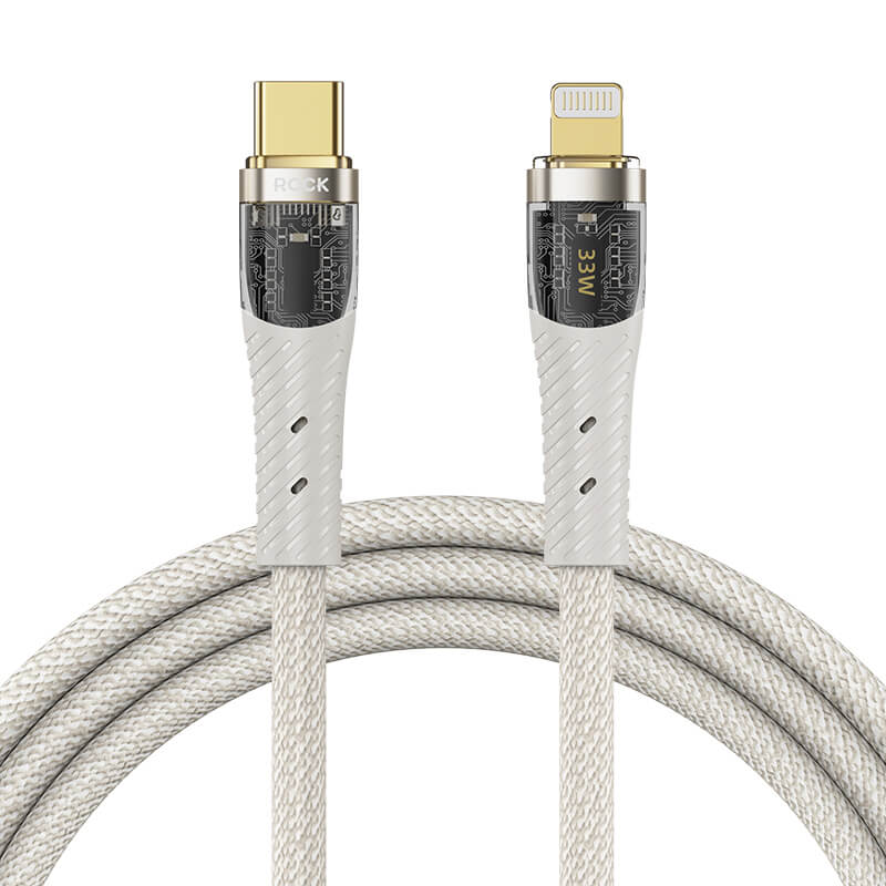 Rock Transparency Type-C to Lightning Fast Charge Data Cable PD 33W 1.2m Z21 White