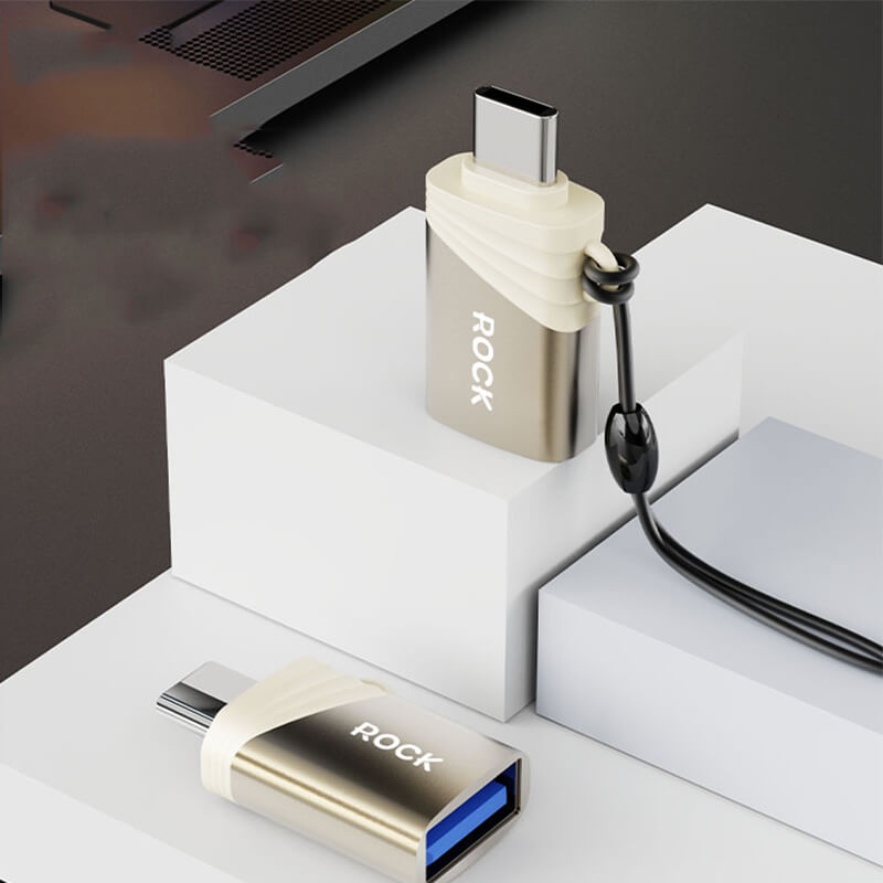 Rock USB to Type-C Male OTG Adapter with Lanyard