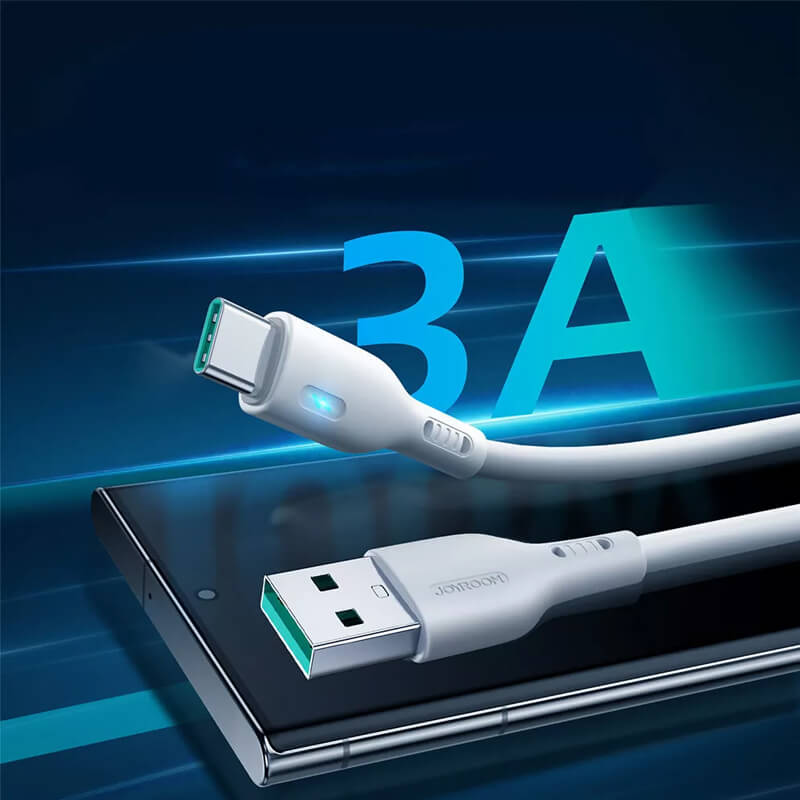 Joyroom 20W USB-A to Type-C Fast Charging Cable 1.2m LED light White