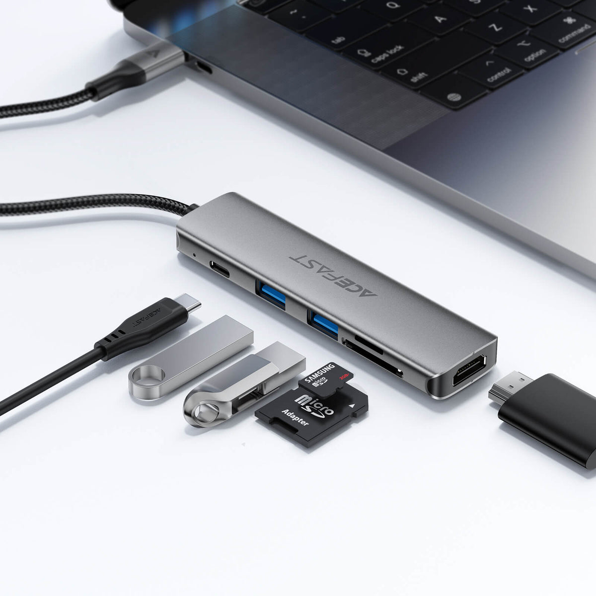 Acefast 6 in 1 Multiport Adapter with 4K HDMI 90W PD 5Gbps Data SD TF Card Reader Hub J18