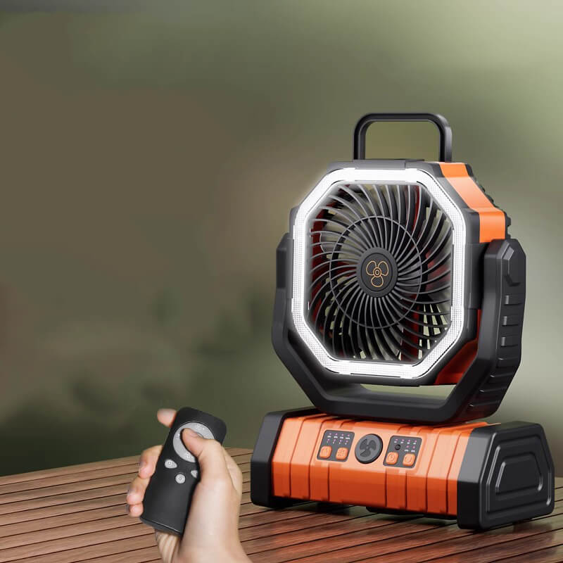 Mobie 3-in-1 Multi-Function Camping Fan with LED Lighting & 10000mAh Power Bank Orange