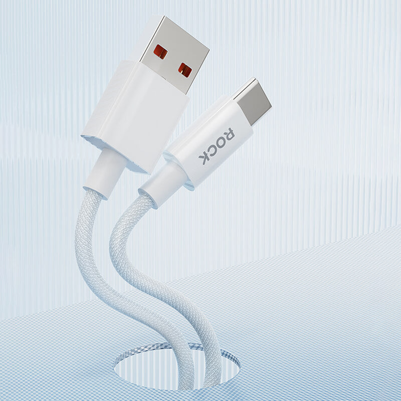Rock USB to Type-C Braided Charging Cable 100cm 6A White
