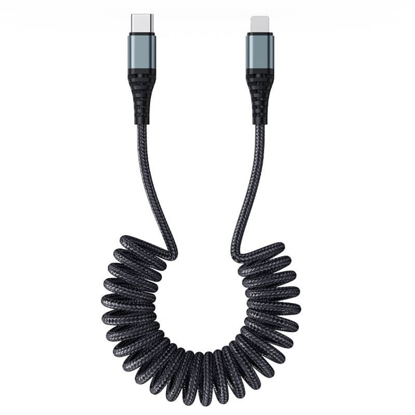 Rock Type-C to Lightning Spring Design Braided Charging Cable 150cm PD 20W