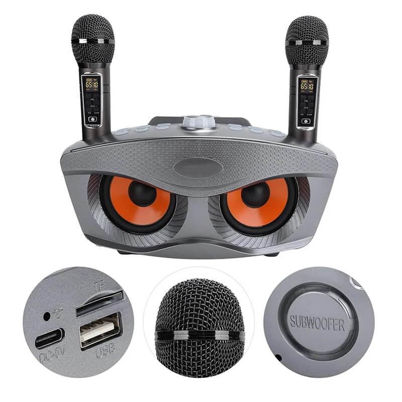 Mobie KTV Family Bluetooth Karaoke Speaker with 2 Wireless Microphones Grey