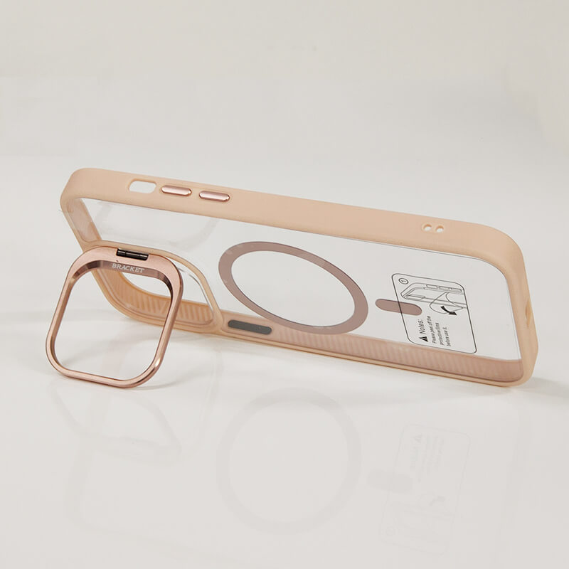 iPhone 13 Lens Stand & Camera Lens Protector transparency MagSafe Phone Case Pink