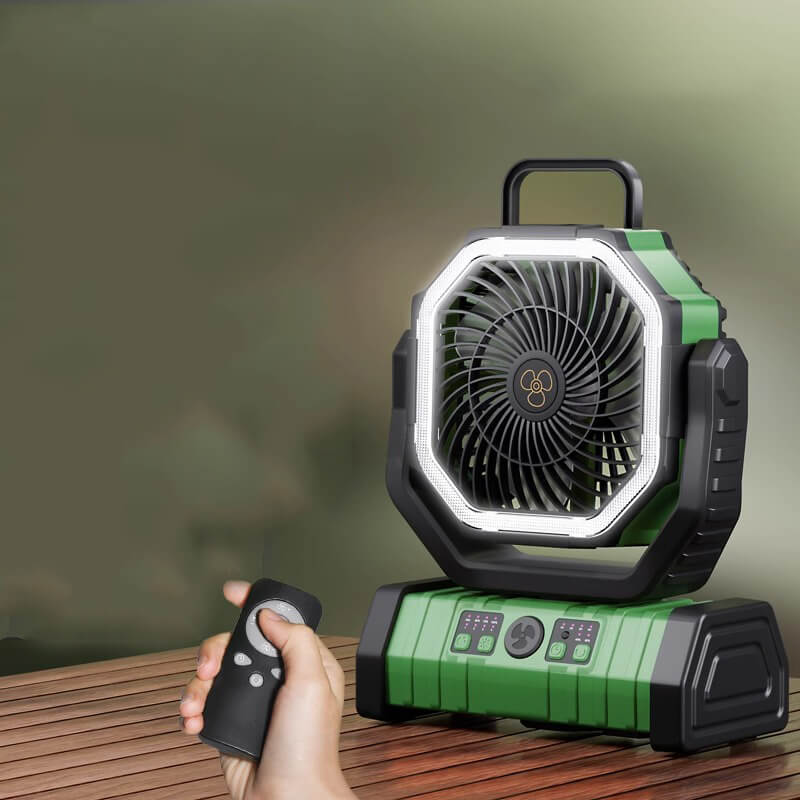 Mobie 3-in-1 Multi-Function Camping Fan with LED Lighting & 10000mAh Power Bank Green
