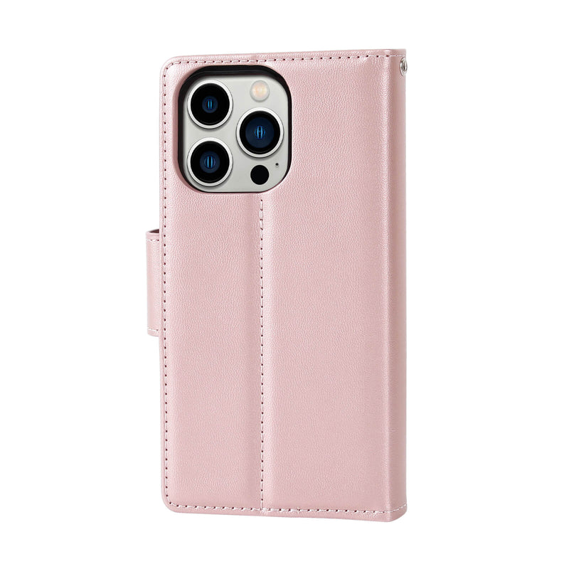 iPhone 16 Pro Max Hanman Miro Leather 2-in-1 Wallet Case with Magnetic Back Rose Gold