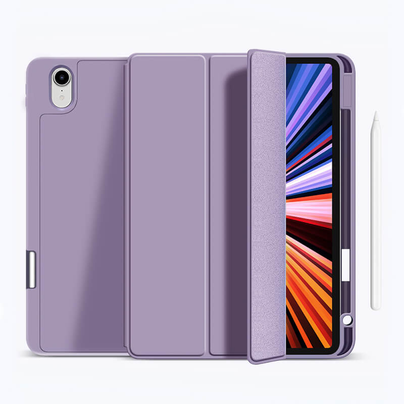 iPad 10.2" 2021 2020 2019 Skin Feeling Protective Tablet Case with Charging Pen Slot Purple