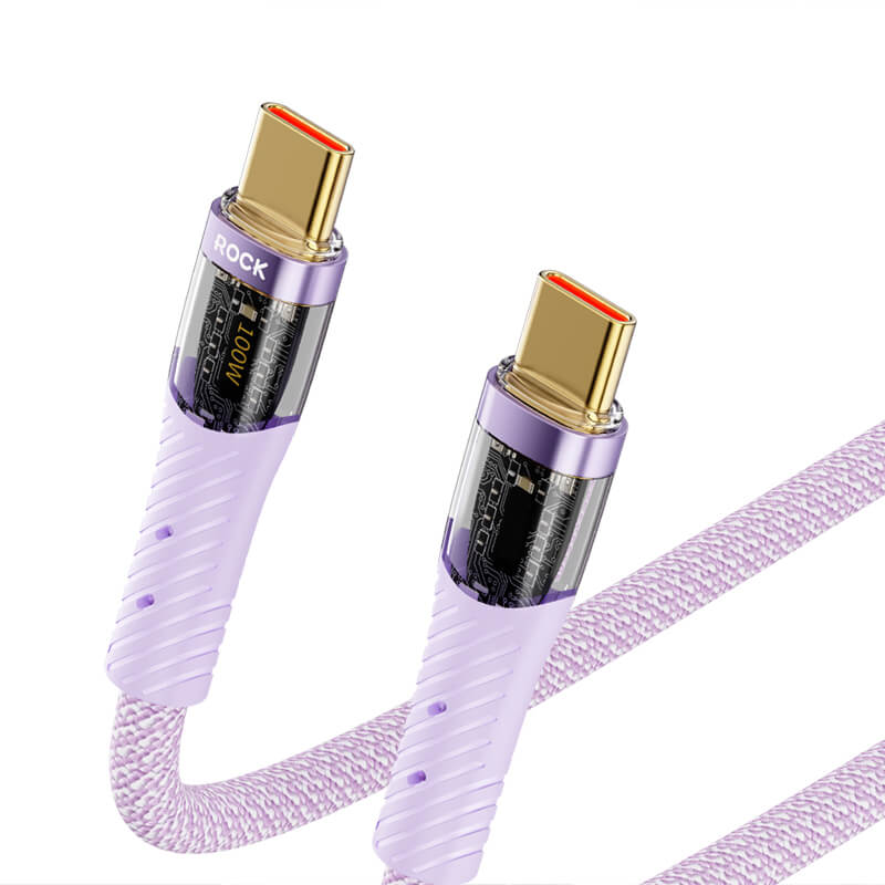 Rock Transparency Fast Charge Data Cable Type C to Type C 100W 1.2m Z21 Black