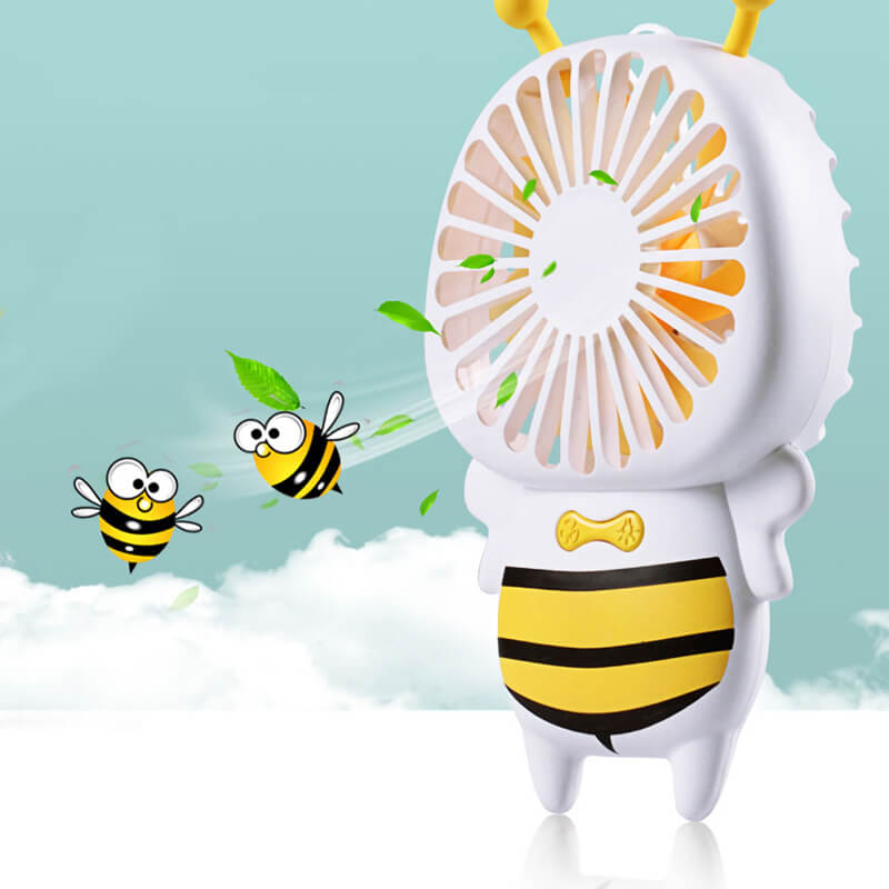 Mobie Portable Handheld Bee Mini Fan with Night Ligh & Lanyard Pink