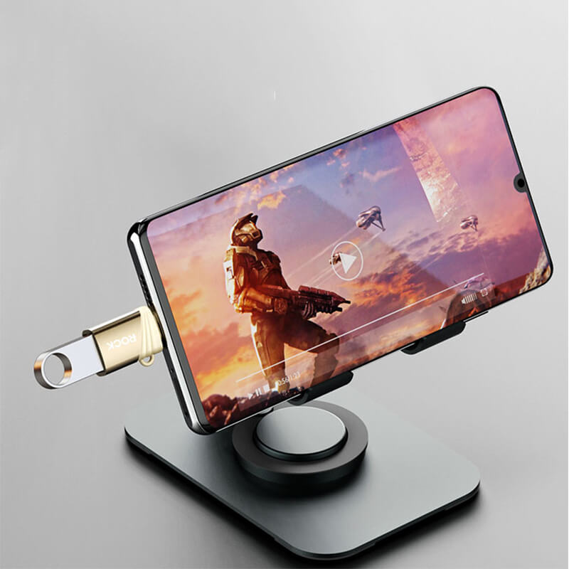 Rock USB to Type-C Male OTG Adapter with Lanyard