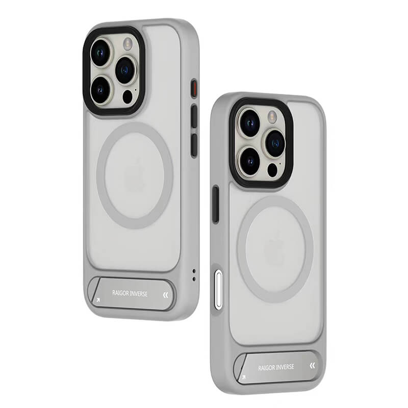 iPhone 16 Elvis Series All Around Protection Magsafe Phone Case with Invisible Stand Grey