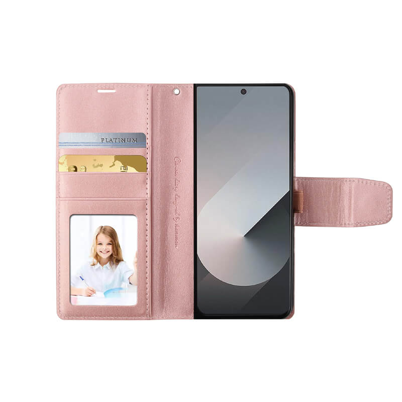 Samsung Galaxy Z Fold 6 Hanman Leather Wallet Phone Case Rose Gold