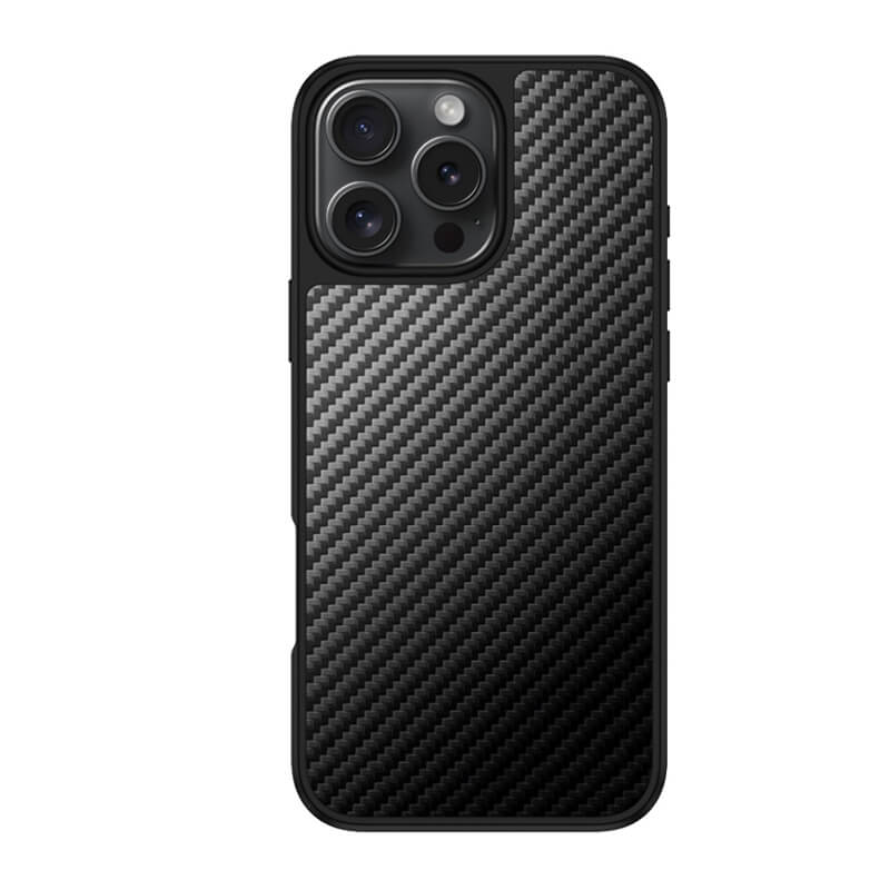 iPhone 16 Scott Series Carbon Fiber Texture Shockproof Phone Case Black