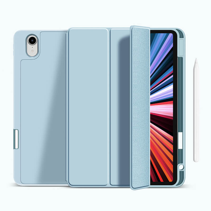 iPad Pro 12.9" 2020 2018 Skin Feeling Protective Tablet Case with Charging Pen Slot Blue